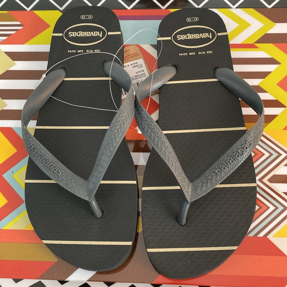 Havaianas Black and Gray Striped Flip Flops - Picture 3 of 6